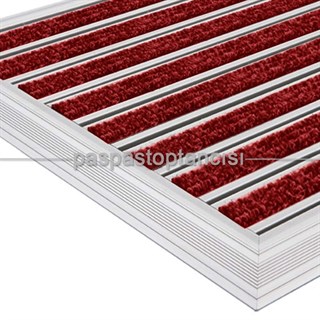 Alüminyum Metal Paspas Bukle Halı Fitilli PM1000 Kırmızı