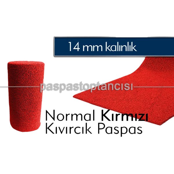Toptan Kıvırcık Paspas Normal 14 mm Kırmızı